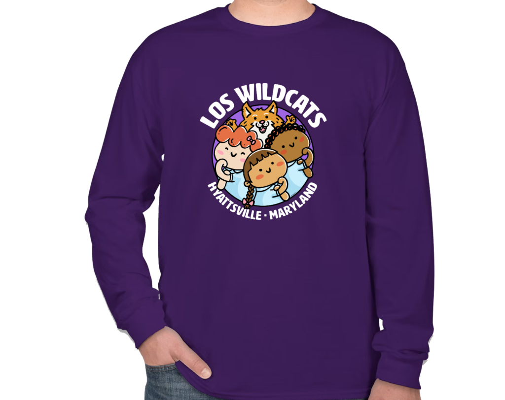 Los Wildcats color long sleeve tee — full-color Los Wildcats art on a long sleeve shirt