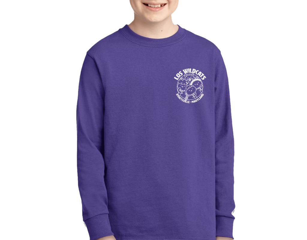 Los Wildcats long sleeve tee — purple with white crest