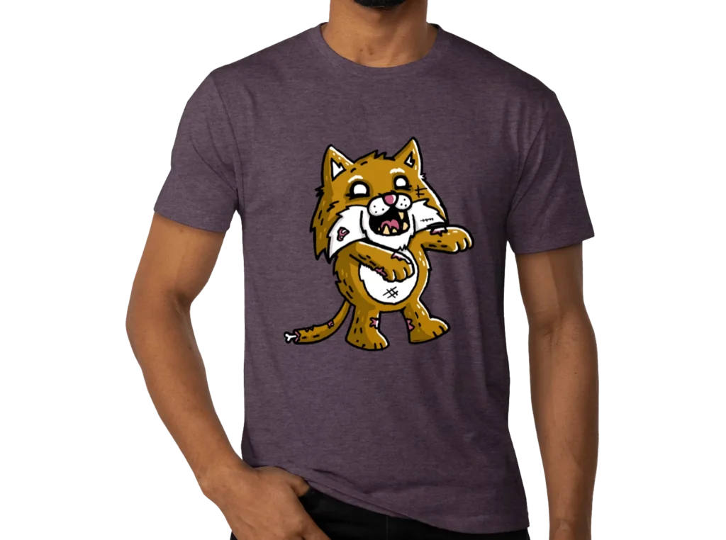 Zombie Run tee — heather plum shirt with zombie wildcat graphic