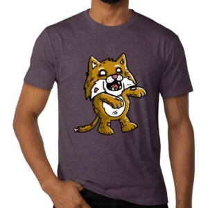 Zombie Run tee — heather plum shirt with zombie wildcat graphic