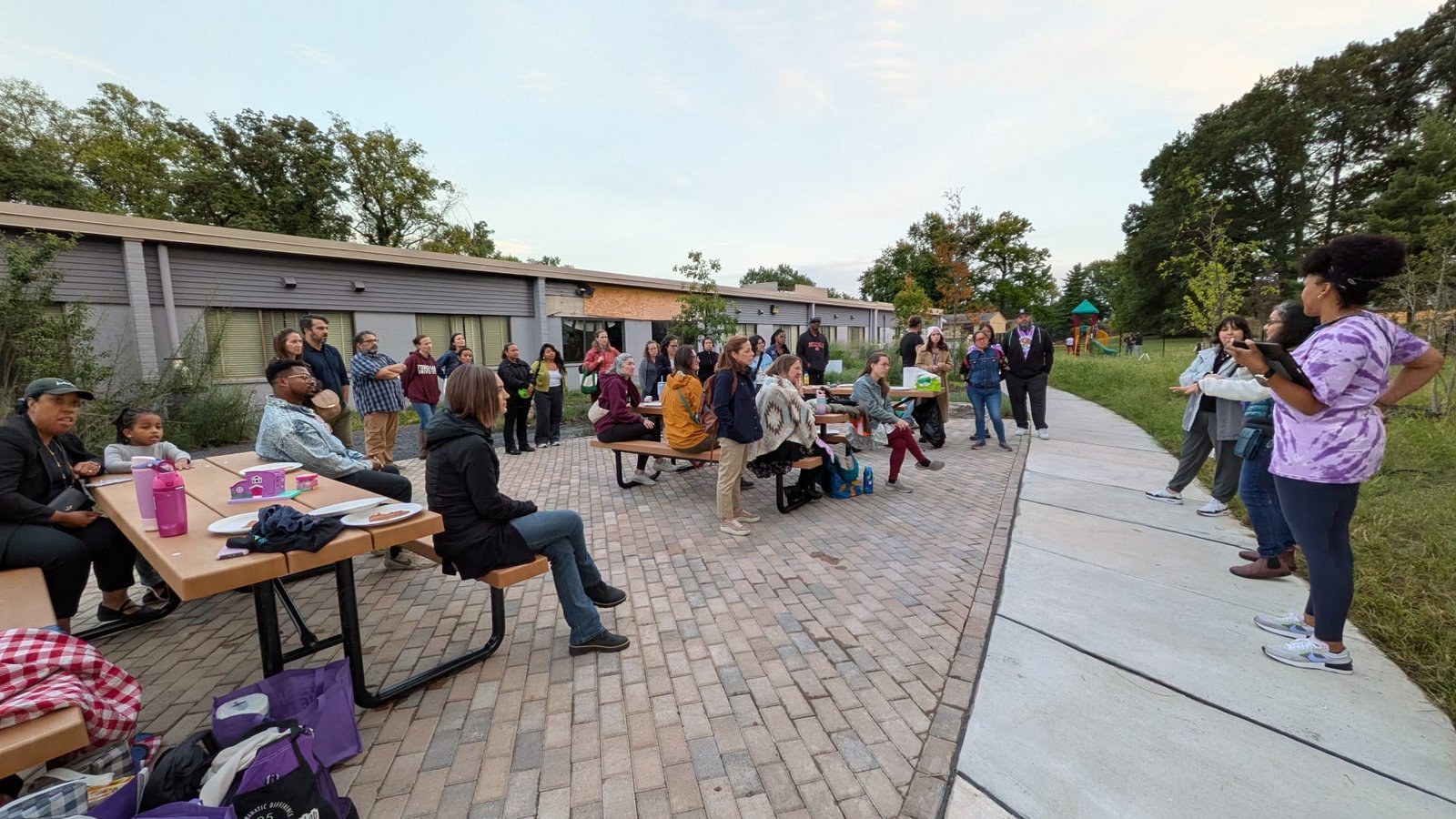 Families gathered outside for the September 2026 PTO meeting